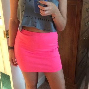 Neon pink pencil skirt